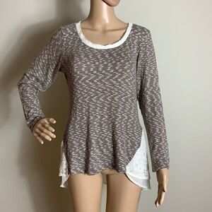 Anthropologie Clu + Willoughby lace panels tunic top size M